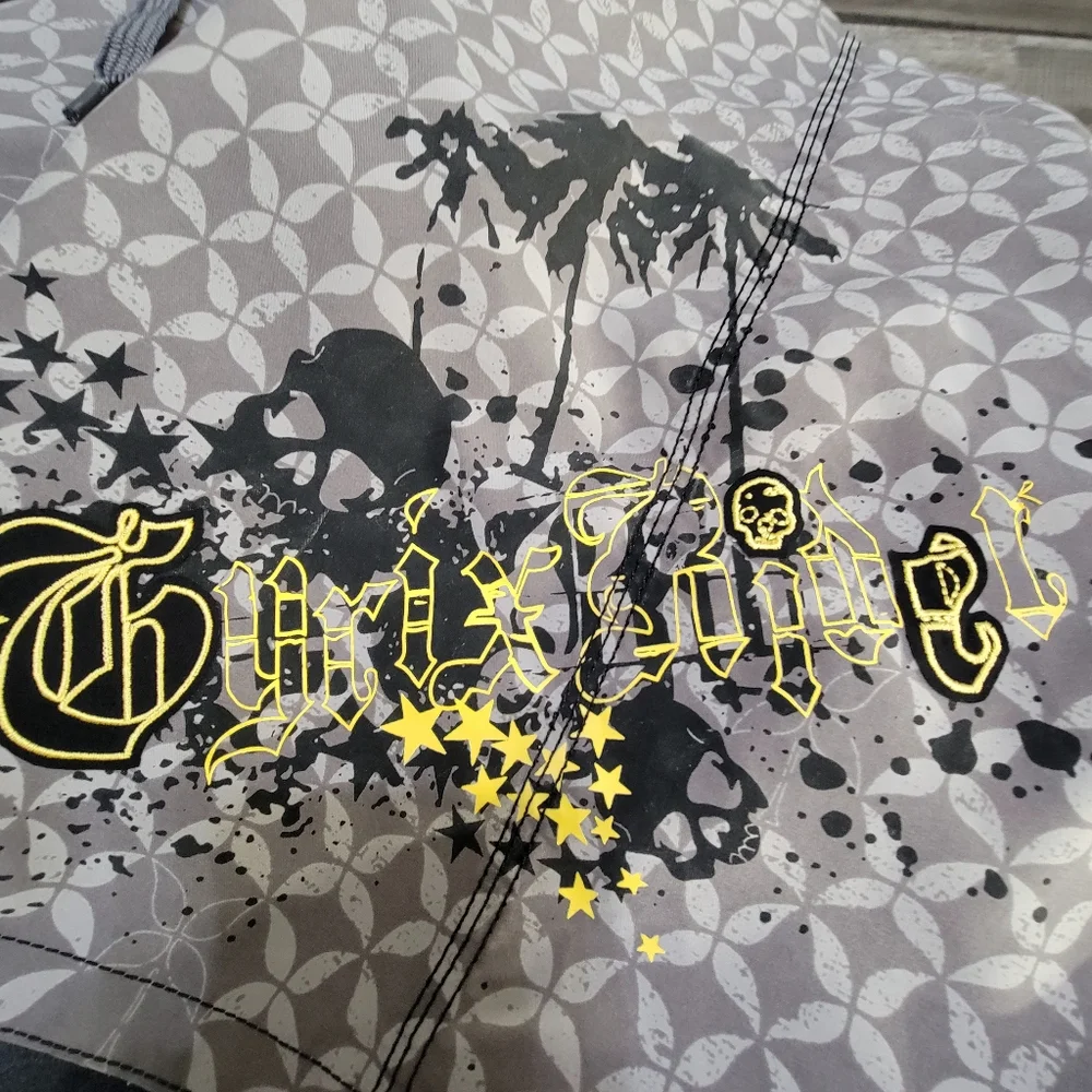 H&M Gray Patterned Swim Trunks with Geometric And Skull Print